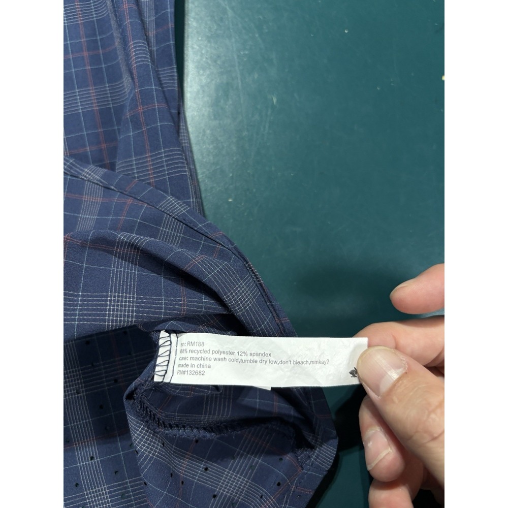 Rabbit High Country Vented Shirt Mens Large Blue Plaid Snap Trail Running Hiking - Picture 13 of 15